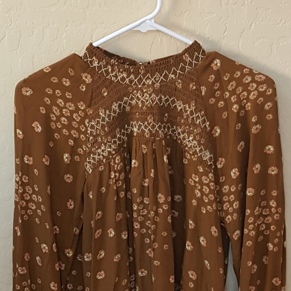 FREE PEOPLE Brown and Pink Blouse - Picture 5 of 8